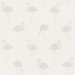 Vliestapete Kinder Flamingos Weiß Silber 038917