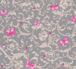 Versace Home Tapete Ranken Grau Pink Glitzer 34325-5