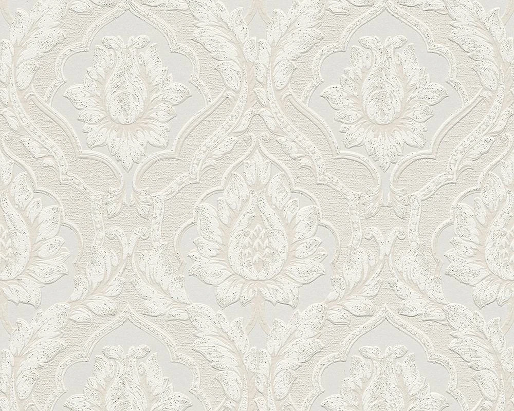 A.S. Creation Tapete Vinyl Barock Natur Silberweiß Glitzer AS 3448-16 1 A.S. Creation Tapete Vinyl Barock Natur Silberweiß Glitzer AS 3448-16