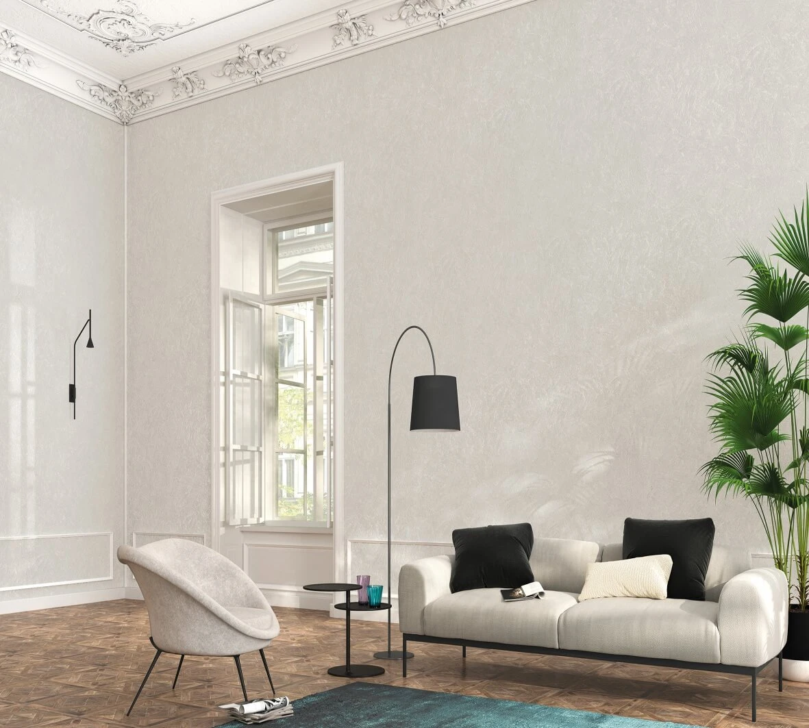 Tapete Vlies Beton-Optik Struktur Metallic Weiß 32813 4 Tapete Vlies Beton-Optik Struktur Metallic Weiß 32813 – Bild 4