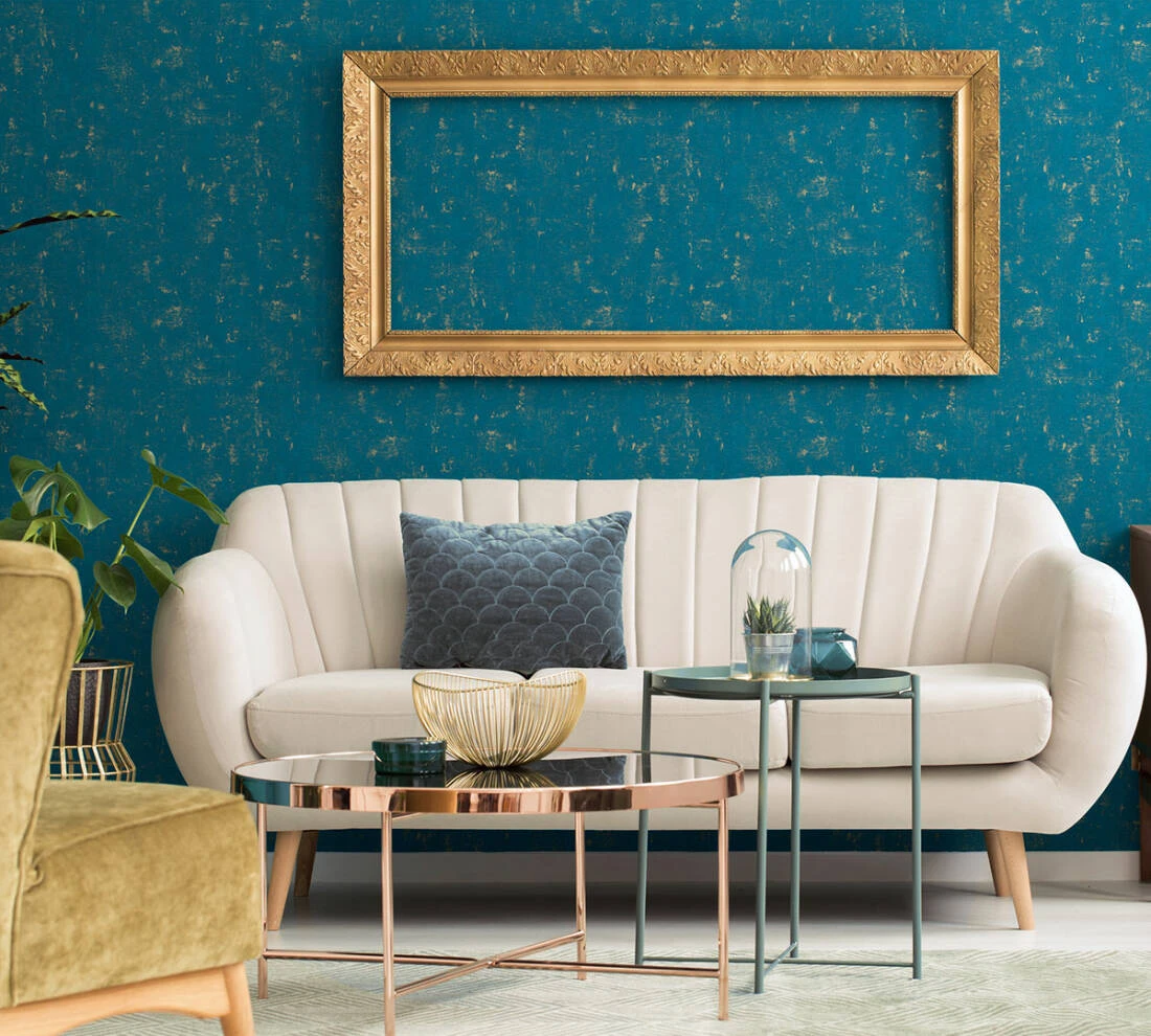 A.S. Creation Tapete Vlies Beton-Optik Used Blau Gold Glanz 2307-68 4 A.S. Creation Tapete Vlies Beton-Optik Used Blau Gold Glanz 2307-68 – Bild 4