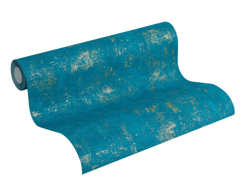 A.S. Creation Tapete Vlies Beton-Optik Used Blau Gold Glanz 2307-68 1 A.S. Creation Tapete Vlies Beton-Optik Used Blau Gold Glanz 2307-68