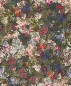 Tapete Vlies Blumen Grün Bunt Rasch Passepartout 605662