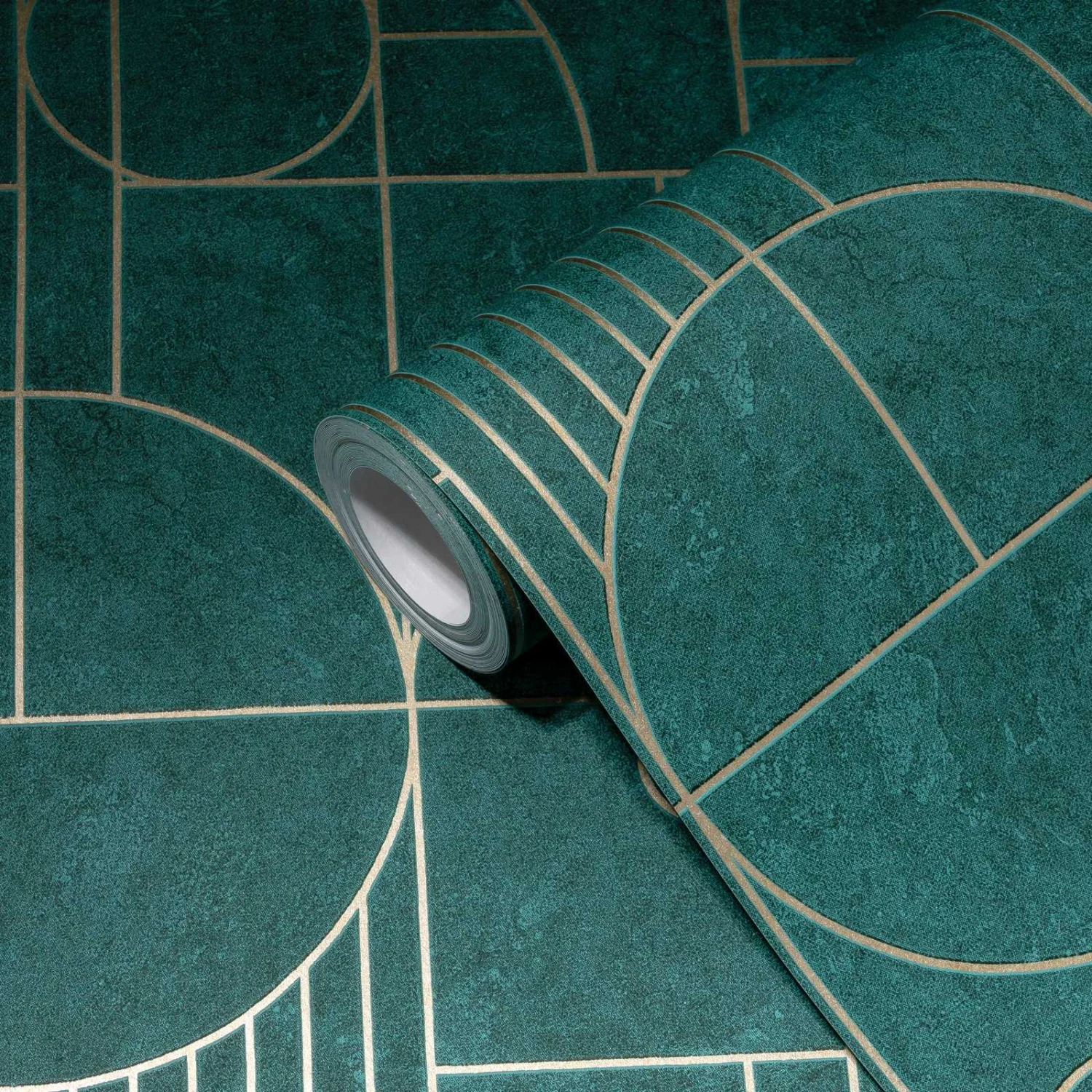 A.S. Creation Tapete Vlies Grafisch Fliesen Dunkelgrün Gold 38699-3 3 A.S. Creation Tapete Vlies Grafisch Fliesen Dunkelgrün Gold 38699-3 – Bild 3