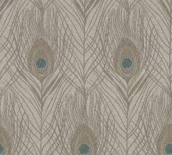 Tapete Vlies Pfau Feder Hellbraun Türkis 36971-6