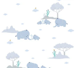 A.S. Creation Vliestapete Kinder Elefanten Baum Grau Grün Weiß 38128-1